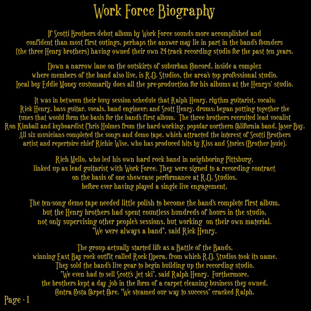 Work Force Biography-Joel Selvin -Page -1